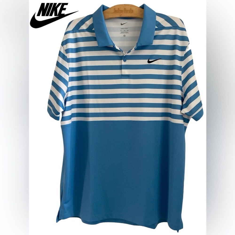 🧡NIKE Men’s Blue & White Striped Polo